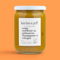 Soupe moelleuse au potimarron, champignons et estragon - Karine & Jeff